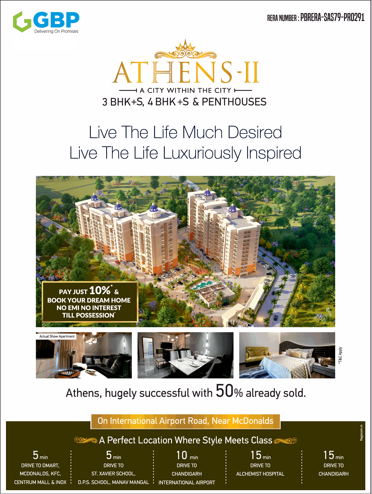 Pay 10% and No EMI Till Possession at GBP Athens, Chandigarh Update